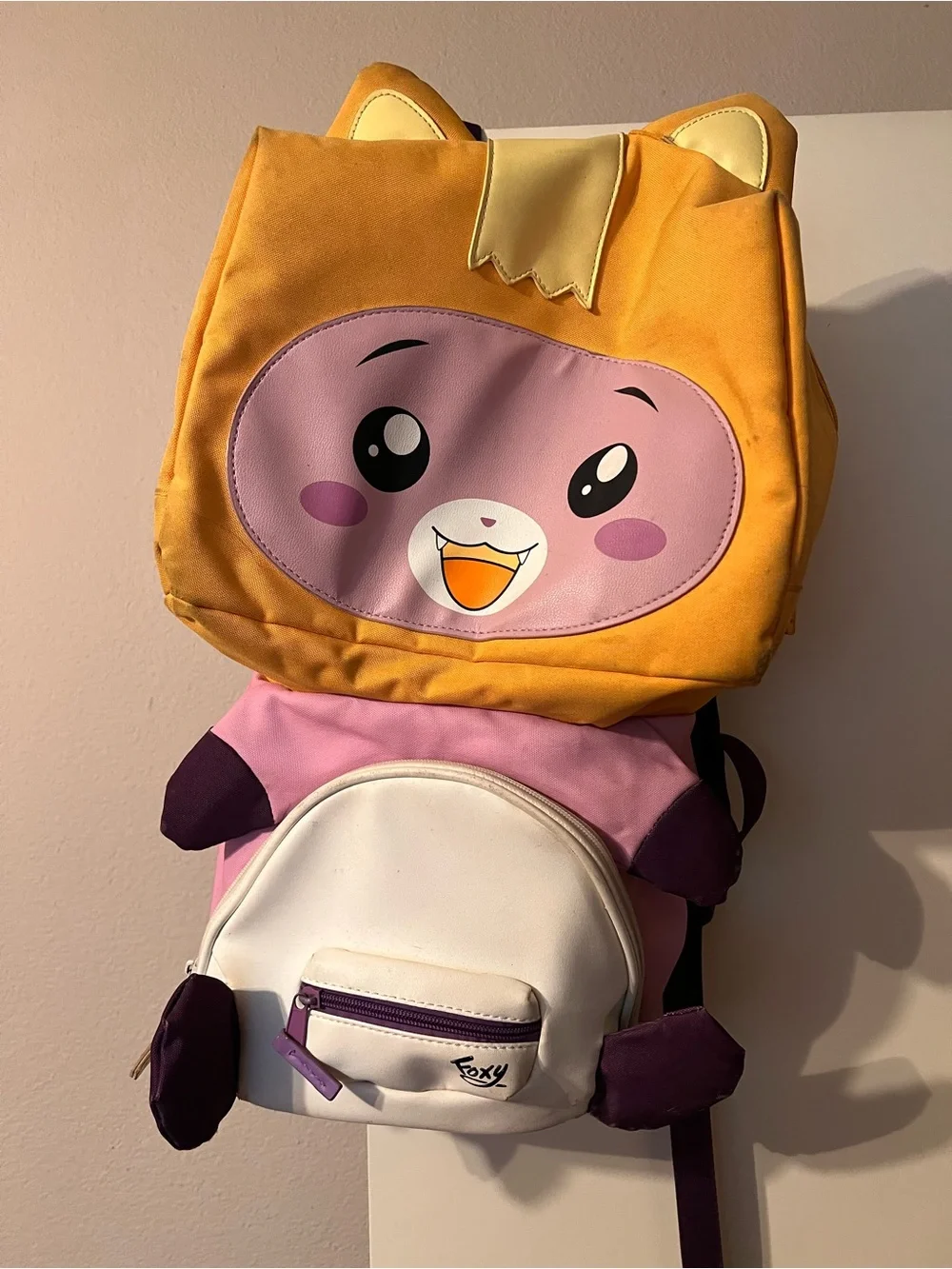 Kids Cute Animal Character Backpack in Yellow, Pink & Purple